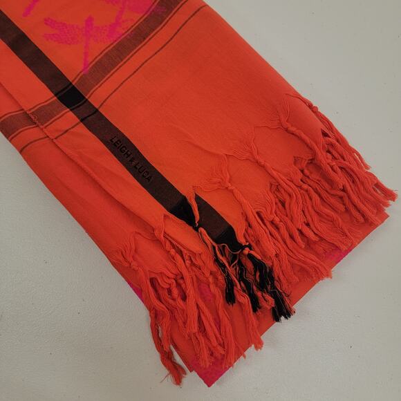 Leigh & Luca Scarf Orange/ Pink Flocked Scarf - Picture 3 of 14